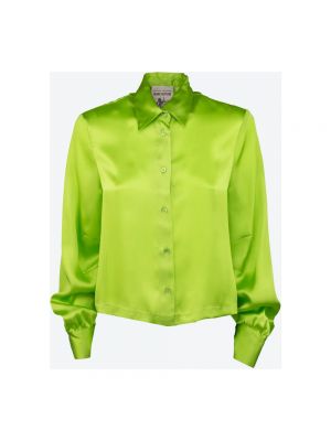 Jedwabna koszula w paski Semicouture zielona