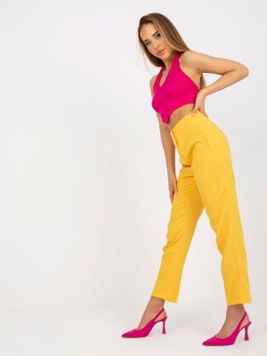 Rovné nohavice Fashionhunters žltá