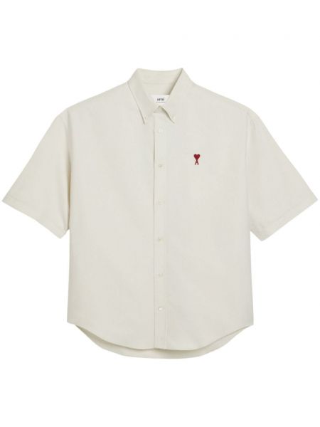 Памучна риза бродирана Ami Paris бяло