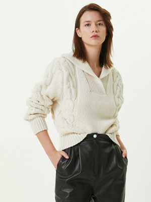 Кремовый кашемировый свитер с v-образным вырезом Magda Butrym