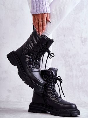Nėriniuotos guminiai batai su raišteliais Kesi juoda