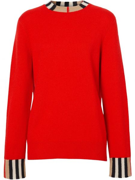 Pruhovaný kašmírový sveter Burberry červená