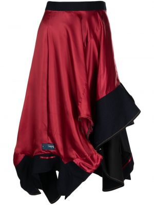 Drapiruotas asimetriškas midi sijonas Kolor raudona