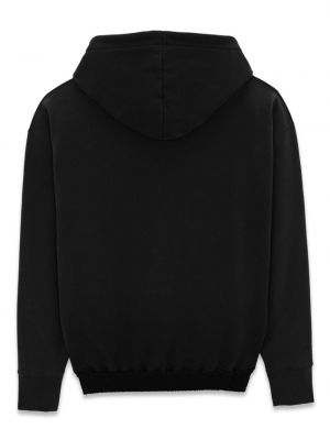 Kokvilnas kapučdžemperis ar izšuvumiem Saint Laurent melns