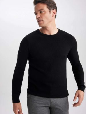 Slim fit pulovr Defacto černý