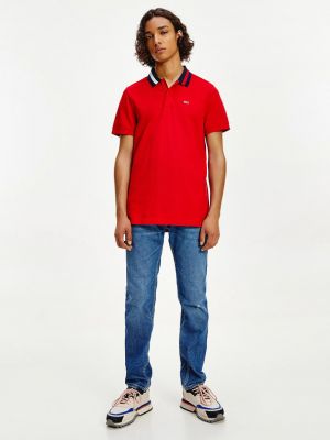 Tricou polo Tommy Jeans roșu