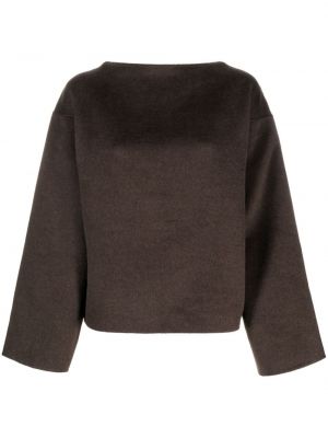Vlnený sveter s lodičkovým výstrihom Totême hnedá