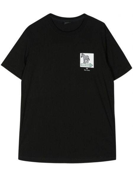 Koszulka z nadrukiem w zebrę Ps Paul Smith czarna