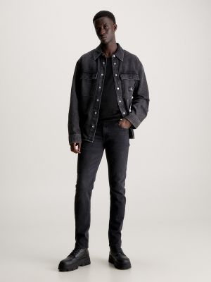Pantalones slim fit de algodón Calvin Klein Jeans negro