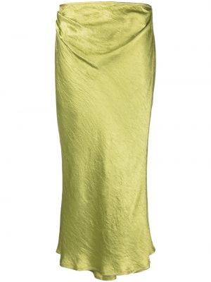 Saténové midi sukně Acne Studios zelené