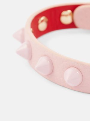 Leder armband mit spikes Christian Louboutin pink