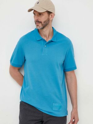 Памучна тениска с дълъг ръкав с апликация Armani Exchange синьо