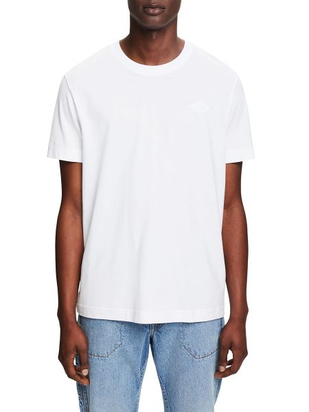 Camiseta de algodón unicolor Esprit blanco
