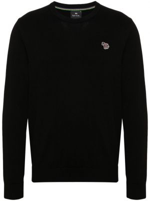 Памучен пуловер с принт зебра Ps Paul Smith черно