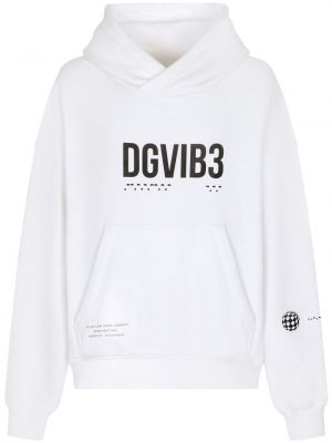 Hoodie avec imprimé slogan en coton à imprimé Dolce & Gabbana Dg Vibe blanc