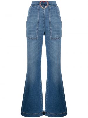 Bavlněné zvonové džíny na zip z polyesteru Vivetta - modrá