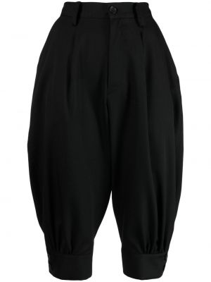 Pantaloni scurți de lână plisate Yohji Yamamoto negru