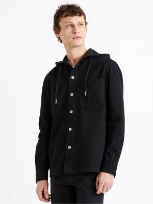 Černá džínová košile s kapucí s kapucí Celio