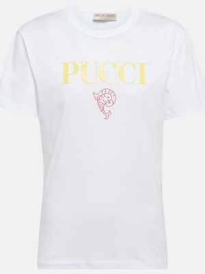 T-shirt di cotone con stampa Pucci bianco