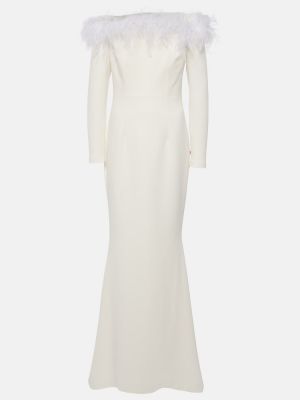 Sukienka długa w piórka Safiyaa biała