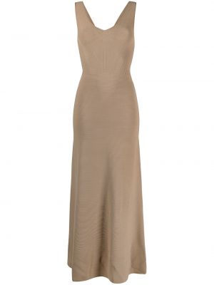 Πλεκτή μάξι φόρεμα με στενή εφαρμογή Emporio Armani μπεζ
