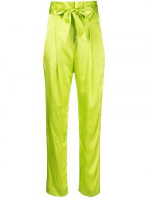 Pantalon taille haute en soie Michelle Mason vert