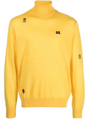 Пуловер бродиран Dsquared2 жълто