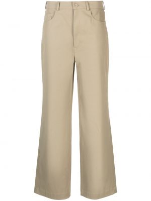Bavlněné rovné kalhoty Nanushka béžové