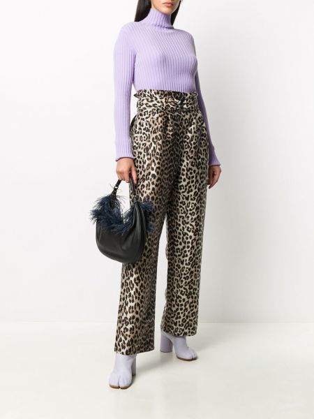Pantalones leopardo Ganni marrón