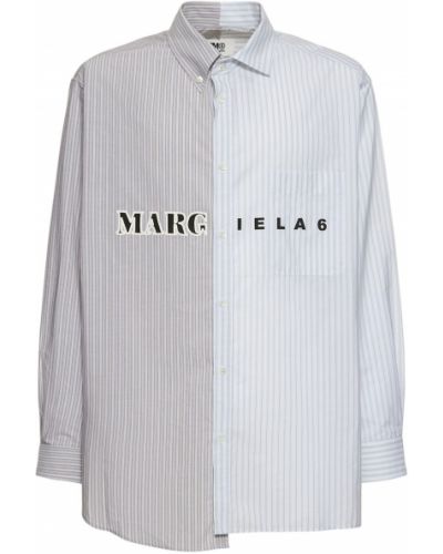 Pruhovaná bavlnená košeľa s potlačou Mm6 Maison Margiela biela