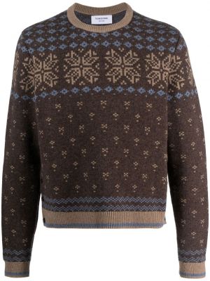 Pull en tricot col rond Thom Browne marron
