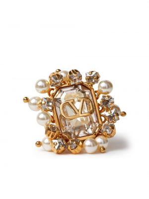 Pierścionek z kryształkami Valentino Garavani złoty