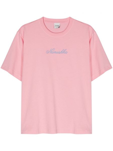 Βαμβακερή μπλούζα Nanushka ροζ