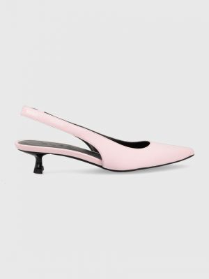 Ниски обувки с ток с нисък ток с отворена пета Hugo розово