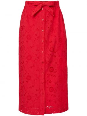 Βαμβακερή midi φούστα Carolina Herrera κόκκινο