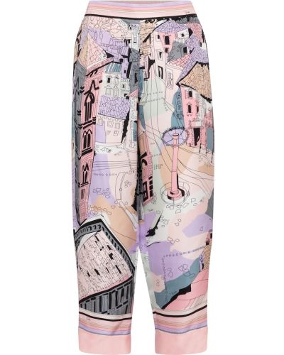 Pantaloni culottes de mătase cu imagine Pucci roz