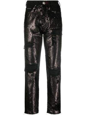 Skinny džíny s flitry Philipp Plein černé