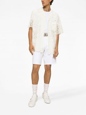 Mežģīņu caurspīdīgs krekls Dolce & Gabbana balts