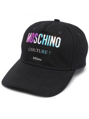 Raštuotas medvilninis kepurė su snapeliu Moschino juoda