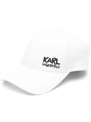 Шапка с принт Karl Lagerfeld бяло