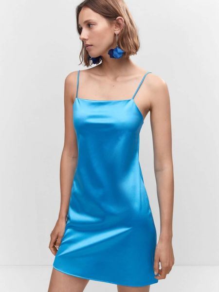 Атласное платье мини Mango синее