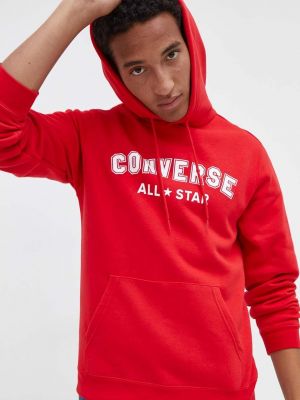 Bluza z kapturem z nadrukiem Converse czerwona