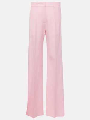 Jedwabne spodnie wełniane relaxed fit Valentino różowe