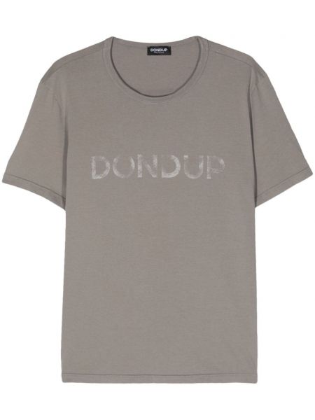 Bavlnené tričko s potlačou Dondup sivá