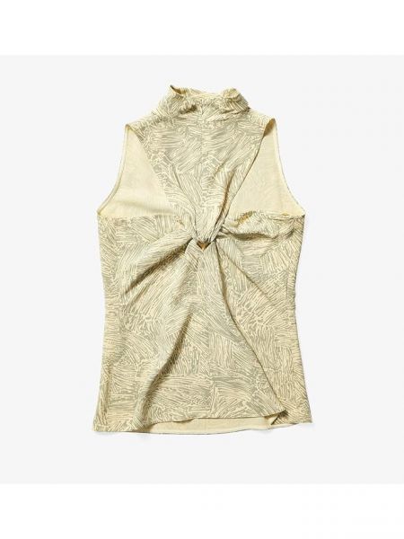Топ Proenza Schouler Printed Cady Sleeveless Knotted Back Top, Butter/Taupe