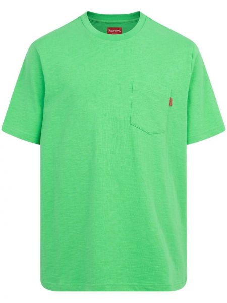 Памучна тениска с джобове Supreme зелено