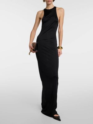 Sukienka długa z dżerseju Saint Laurent czarna