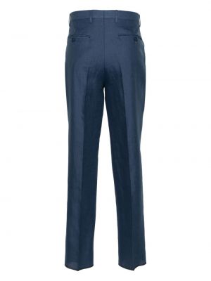 Lněné kalhoty Etro modré