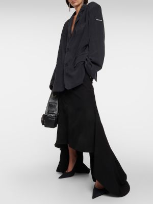 Vlněné midi sukně Balenciaga černé