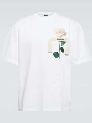 Koszulka bawełniana z nadrukiem Jacquemus różowa
